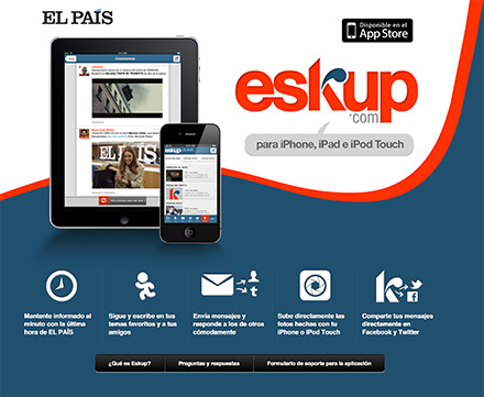 Captura del micrositio web de la app de Eskup