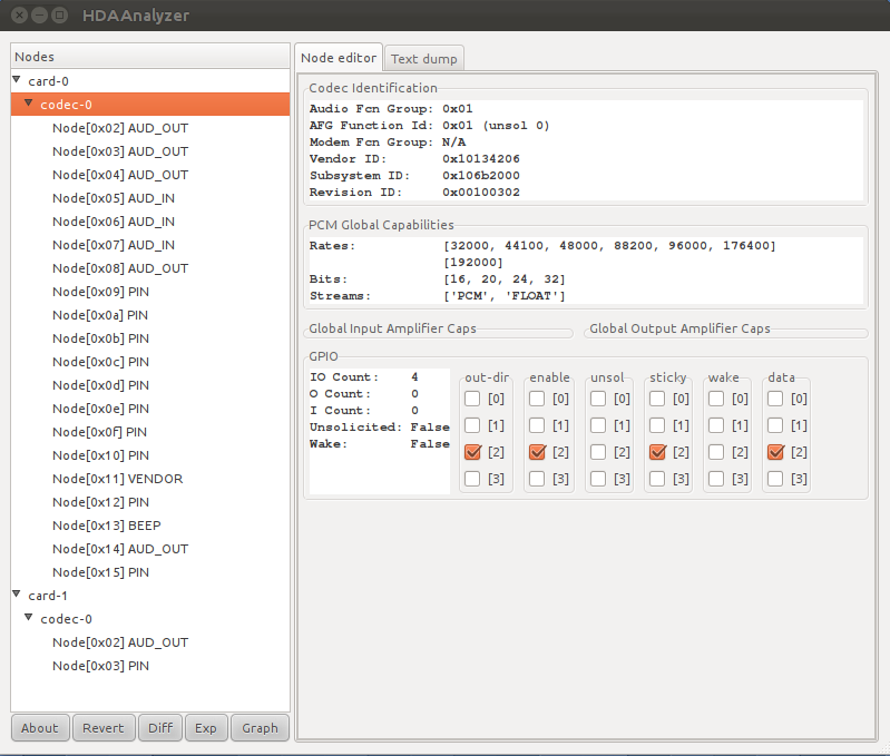 Captura del 'HDA analyzer'